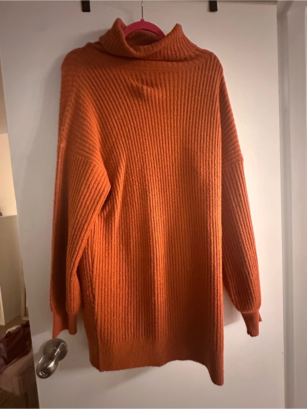 Double Zero Orange Ribbed Turtleneck Sweater dress